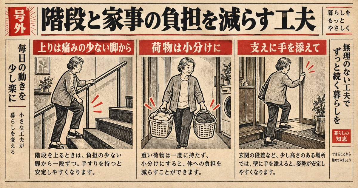 洗濯物を運ぶ日も、階段と家事の負担を減らす